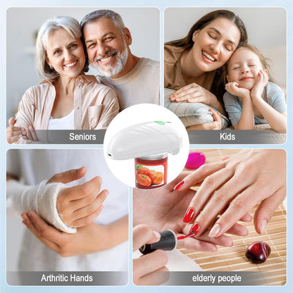HuiJuKeJi Electric Can Opener, Rechargeable Automatic Can Opener for Seniors with Arthritis, One-Touch Hands-Free Can Opener for Almost Can Sizes, Smooth Edge & Food-Safe Kitchen Gadgets-Green