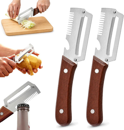2-PACK Multifunctional Kitchen Vegetable Peeler – Stainless Steel Blade, Ergonomic Handle & Ideal for Fruits and Vegetables 3 In 1 Multi-Function Thickened Fruit Peeler Knife, Peel Julienne (2*Mixed)