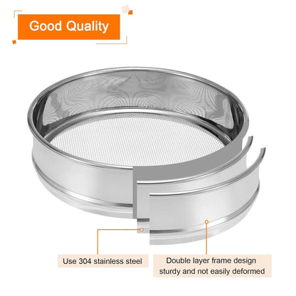 PATIKIL 10 Mesh Lab Sieve, 8" Diameter Test Sieve 304 Stainless Steel Wire Cloth (2mm) for Industrial Laboratory