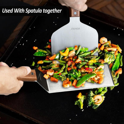 Vovoly Multipurpose Bench Scraper Kitchen Utensil for Flat Top Griddle, Dough Scraper Cutter for Bread and Pizza Cutter - Stainless Steel Metal Griddle Scraper Chopper