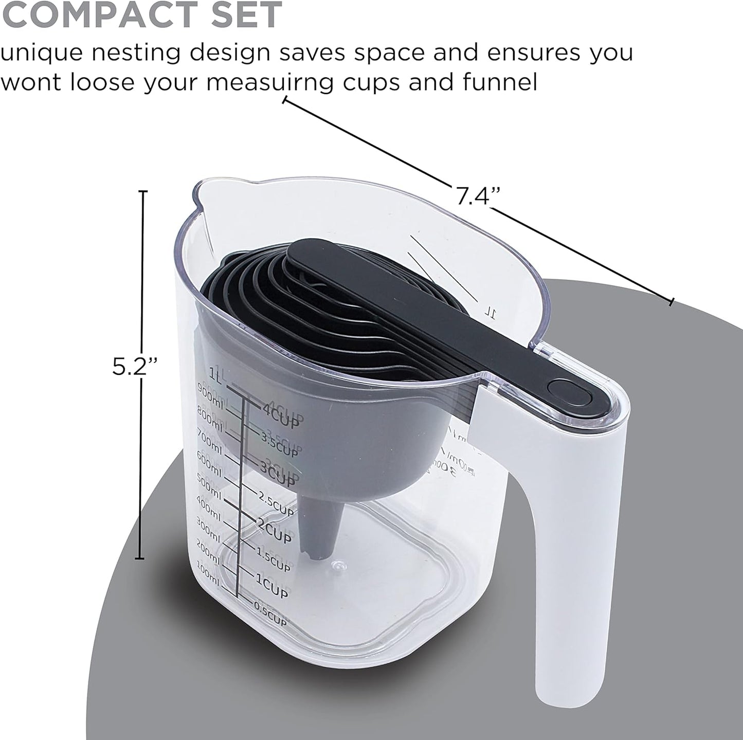 COOK WITH COLOR Measuring Cup Set - 9 PC. Nesting Stackable Liquid Measure Cup, Dry Measuring Cups and Spoons with Funnel and Scraper (Pastel)