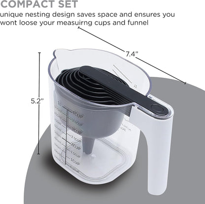 COOK WITH COLOR Measuring Cup Set - 9 PC. Nesting Stackable Liquid Measure Cup, Dry Measuring Cups and Spoons with Funnel and Scraper (Pastel)