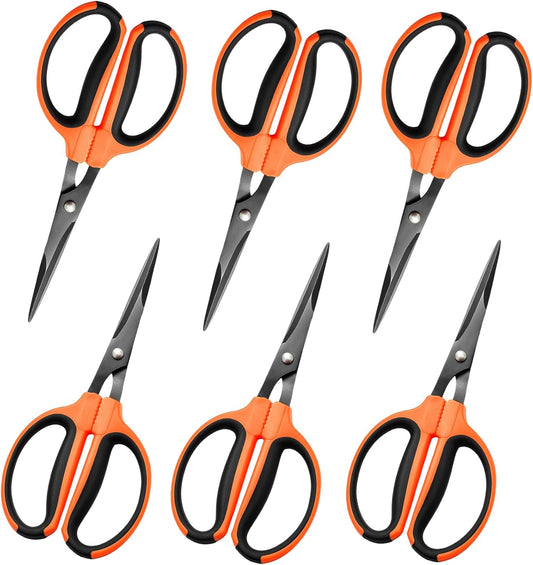GROWNEER 3 Packs Trimming Scissors Teflon Coated Non Stick Blades Pruning Shears Gardening Hand Pruning Snips with Straight Stainless Steel Precision Blade