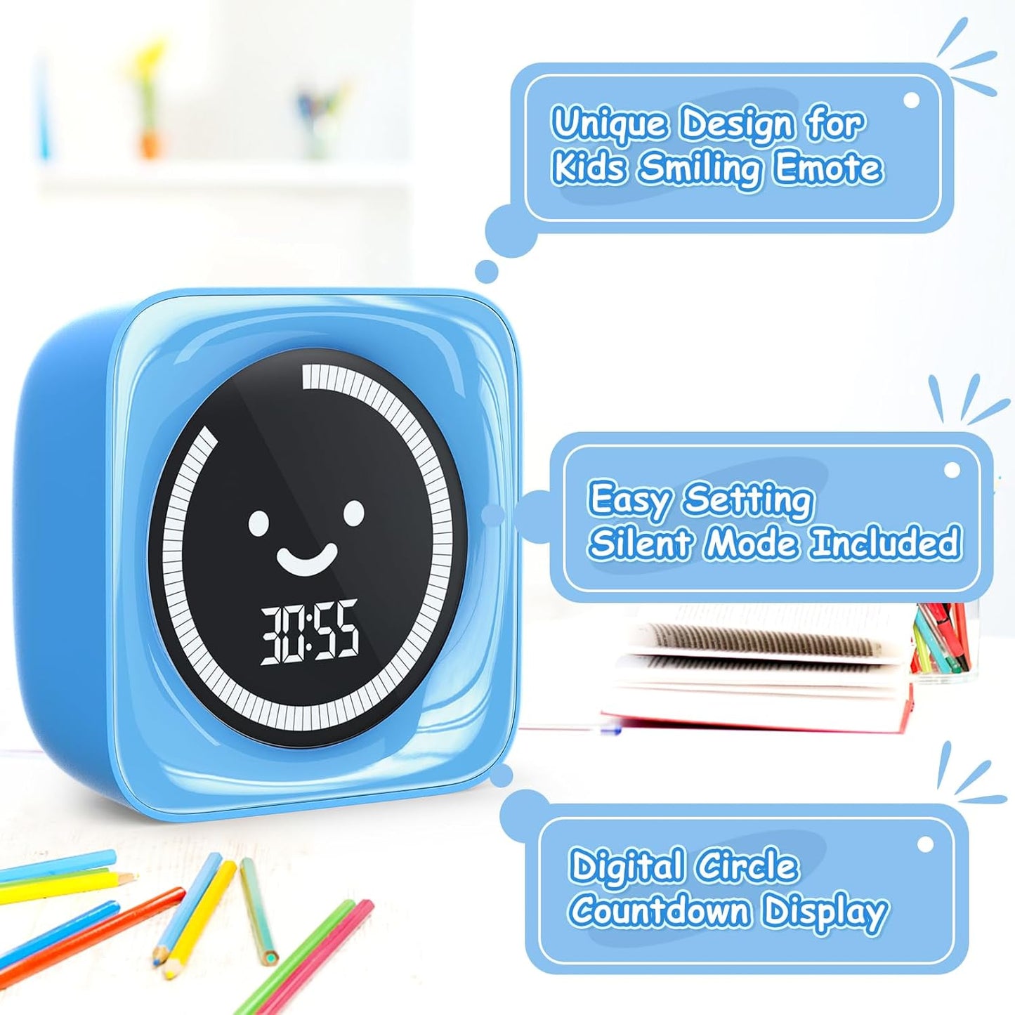 Visual Timer, 99 Minute Digital Kitchen Desk Timer for Office Supplies Home Productivity Management Tool Countdown Count Up, White