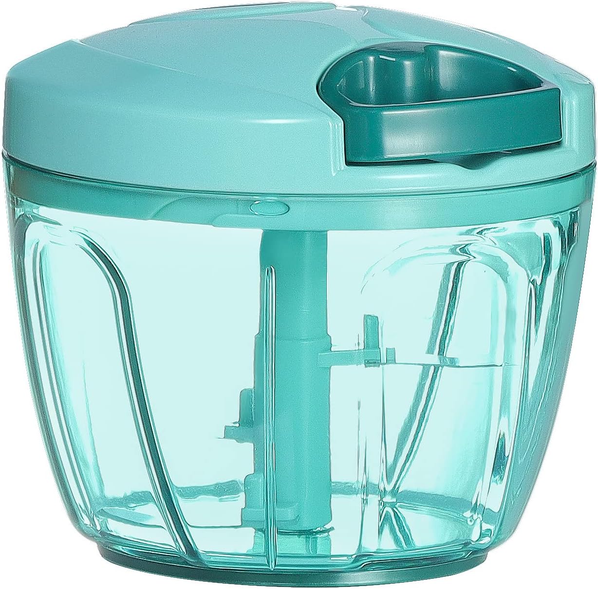 Ourokhome Manual Food Processor Vegetable Chopper, Portable Hand Pull String Garlic Mincer Onion Cutter for Veggies, Ginger, Fruits, Nuts, Herbs, etc., 500ml, Deep Blue