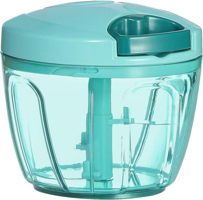 Ourokhome Manual Food Processor Vegetable Chopper, Portable Hand Pull String Garlic Mincer Onion Cutter for Veggies, Ginger, Fruits, Nuts, Herbs, etc., 500ml, Deep Blue