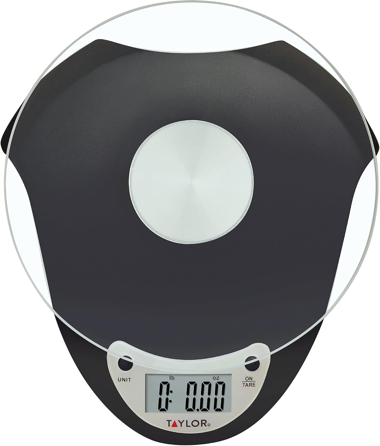 Taylor Digital Kitchen Scale with Glass Platform, Tare Button, and Plastic Body Weighs up to 11 Pounds Capacity, White