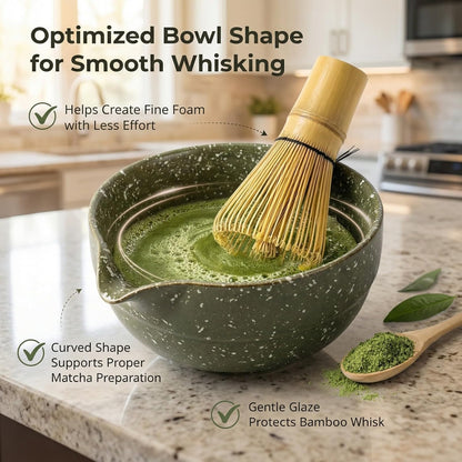 Matcha Whisk Set ,7 Pcs Matcha Set, Matcha Kit for Ceremony, Tradition Tea Set for Making Breakfast/Latte, with 20 OZ Bowl(Chawan)/Whisk and Holder, Valentine's Day Gift for Family/Friend Tea Lovers