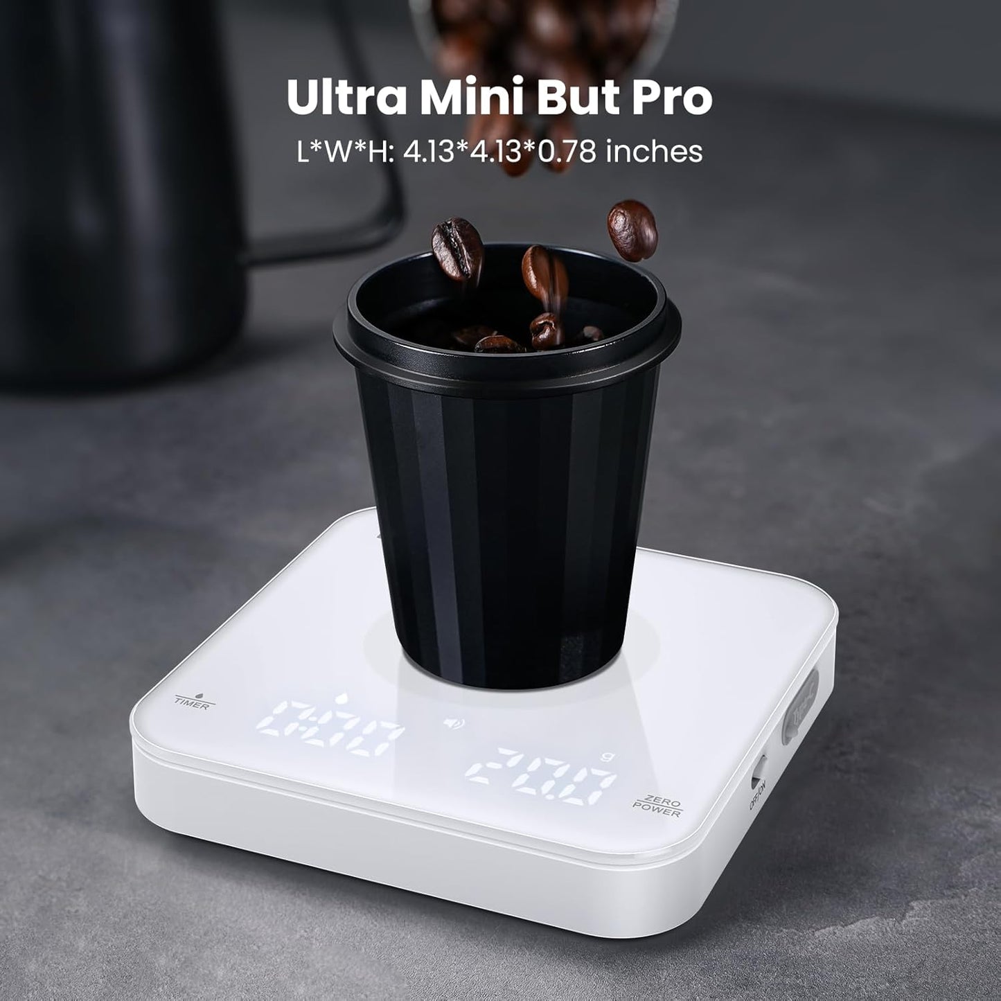 Maestri House Mini Coffee Scale with Timer, USB-C Rechargeable Espresso Scale, 2kg/0.1g Accurate Scale for Espresso and Pour-Over Coffee, Portable Digital Kitchen Scale with Auto Timer (Black&Silver)