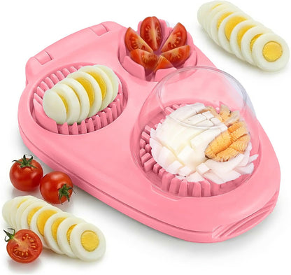 3-in-1 Heavy Duty Egg Slicer, Stainless Steel Blades with Multiple Cutting Modes for Hard Boiled Eggs, Mushrooms, Strawberry, Multifunctional Kitchen Tool, Send Goods from Local Warehouse