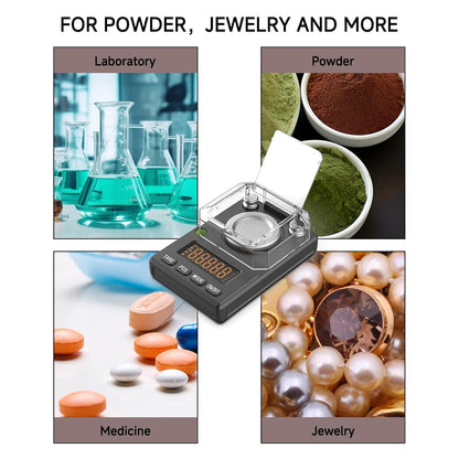 Milligram Scale 100g x 0.001g, MG Powder Scale with Selectable Auto Off, Built-in Bubble Level, 20g Calibration Weight Included, USB/Battery