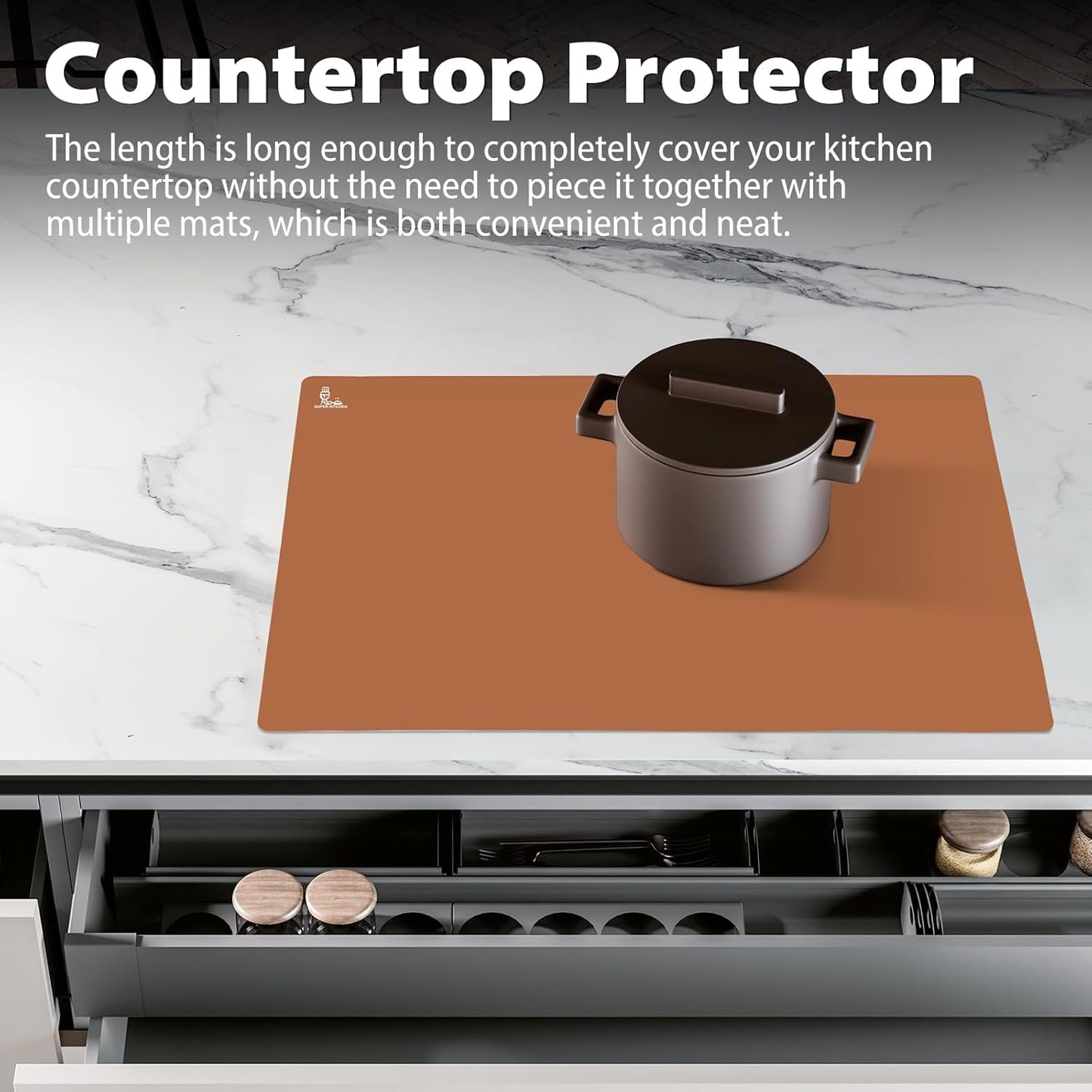 Thick Silicone Counter Mat Large 23.4"by15.6", Heat Resistant Mat for Kitchen Table/Countertop Protector/Non Stick Pastry Baking Placemats, Silicone Pad for Crafts Kids, Super Kitchen Clear