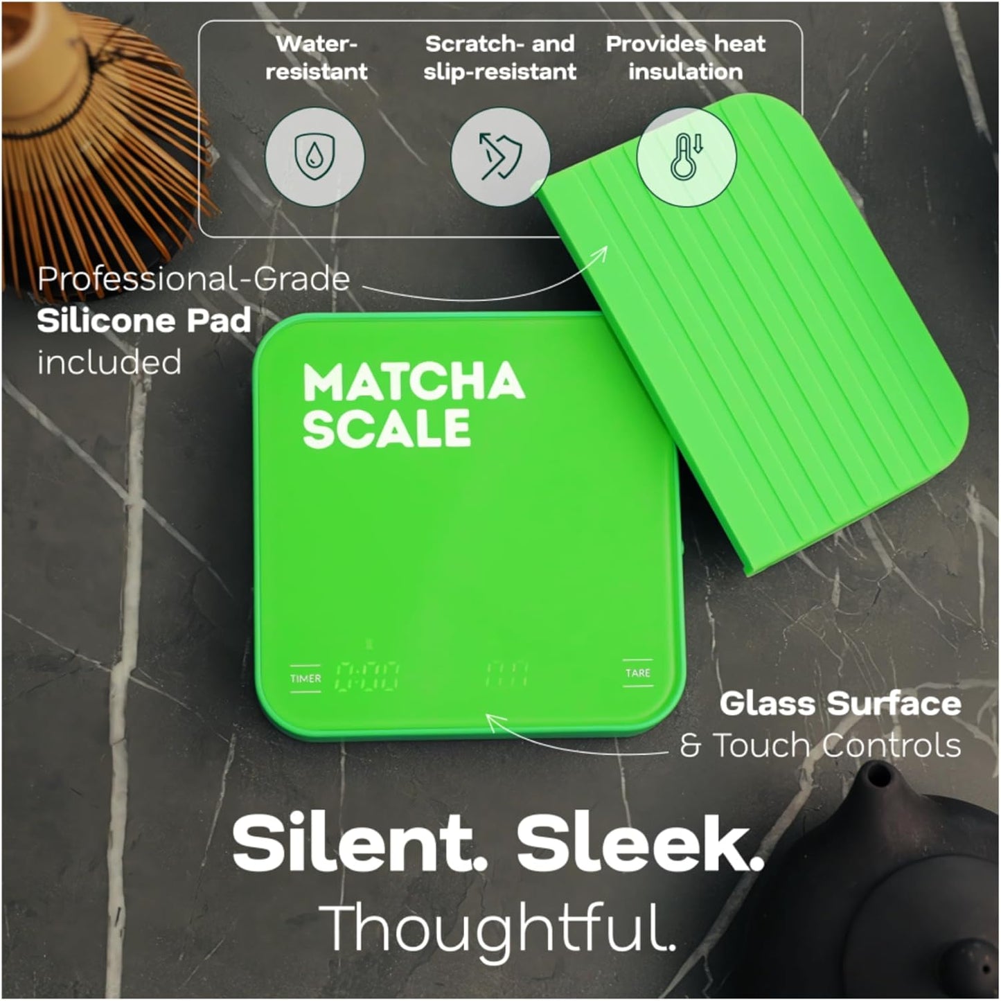 Matcha Scale – 0.1g Precision USB-C Rechargeable Digital Scale for Weighing Matcha Powder | Perfect add-on to Any Matcha Set | LED Display, Timer, Tare