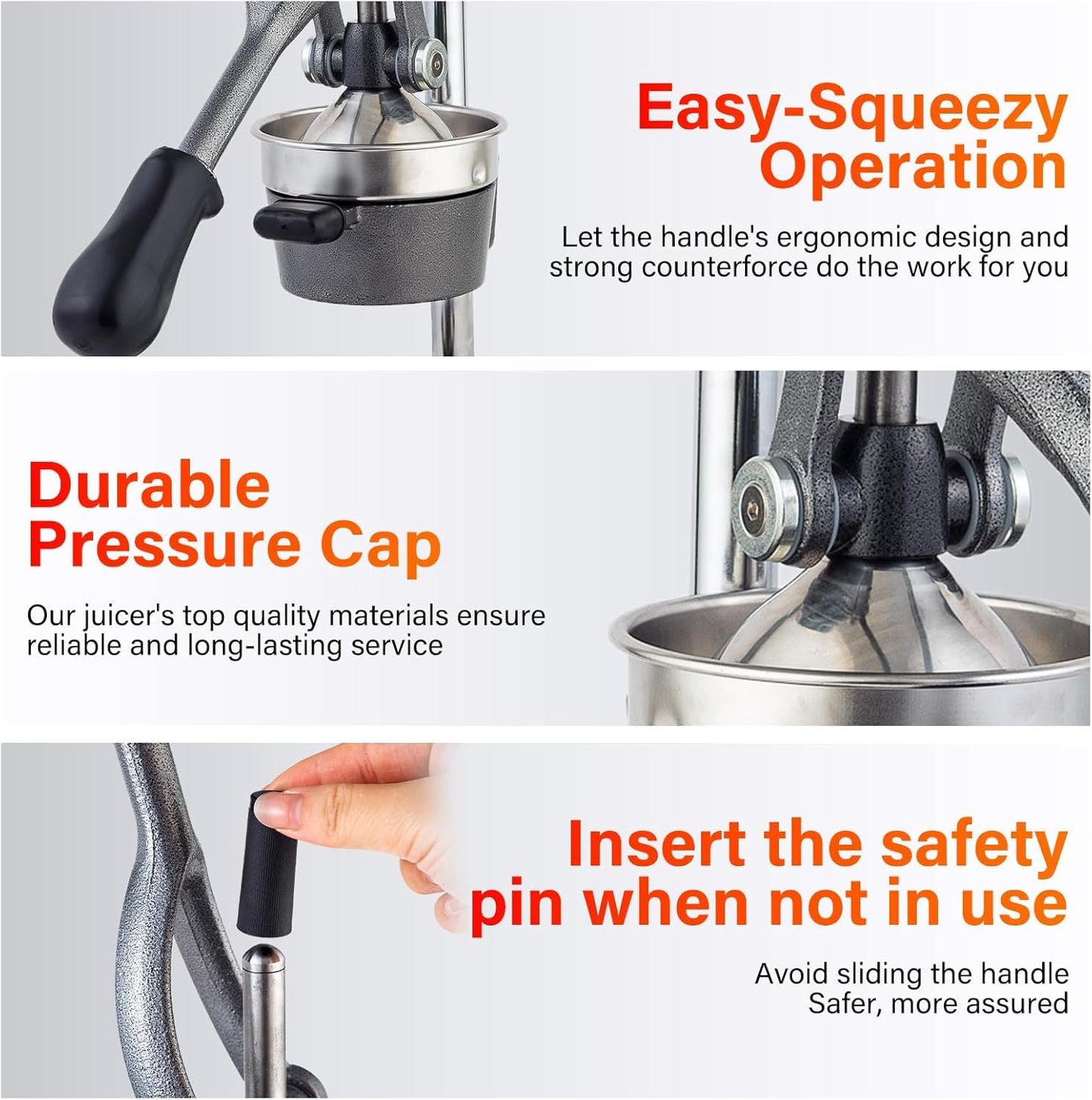 Manual Cast Iron Juicer, Commercial Lemon Squeezer, Professional Citrus Juicer, Ideal for Extracting Juice From Lemons, Oranges, and Grapefruits. Easy to Clean. (Black)