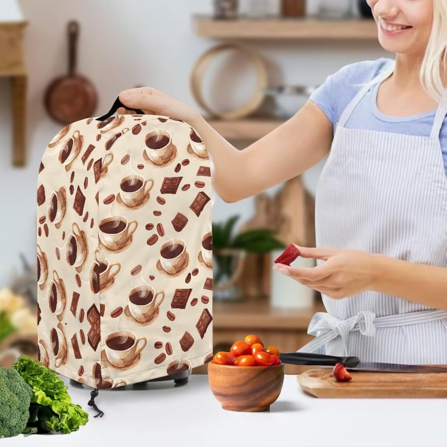 Coffee Pastry Blender Dust Cover with Drawstring Field Stand Mixer or Coffee Maker Cover Anti Fingerprint Polyester Appliance for Home Kitchen Decor