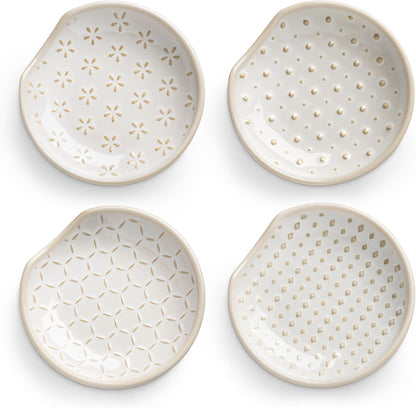 MALACASA Ceramic Spoon Rest for Stove Top, 4.8 inch Cooking Spoon Holder for Kitchen Counter,Utensil Rest for Ladle, Spatula, Spoons or Tongs, Modern Farmhouse Kitchen Décor - 01, Series LYDIA