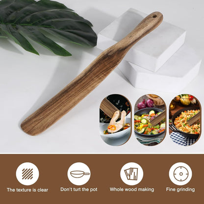 MYRAINBOW 2 Pack Spurtle for Sourdough Starter, Spreading, Cooking, Mixing, Reaching Bottom of Jar, Kitchen Utensils, Spurtles Kitchen Tools Wooden Kitchen Utensils for NonStick Cookware