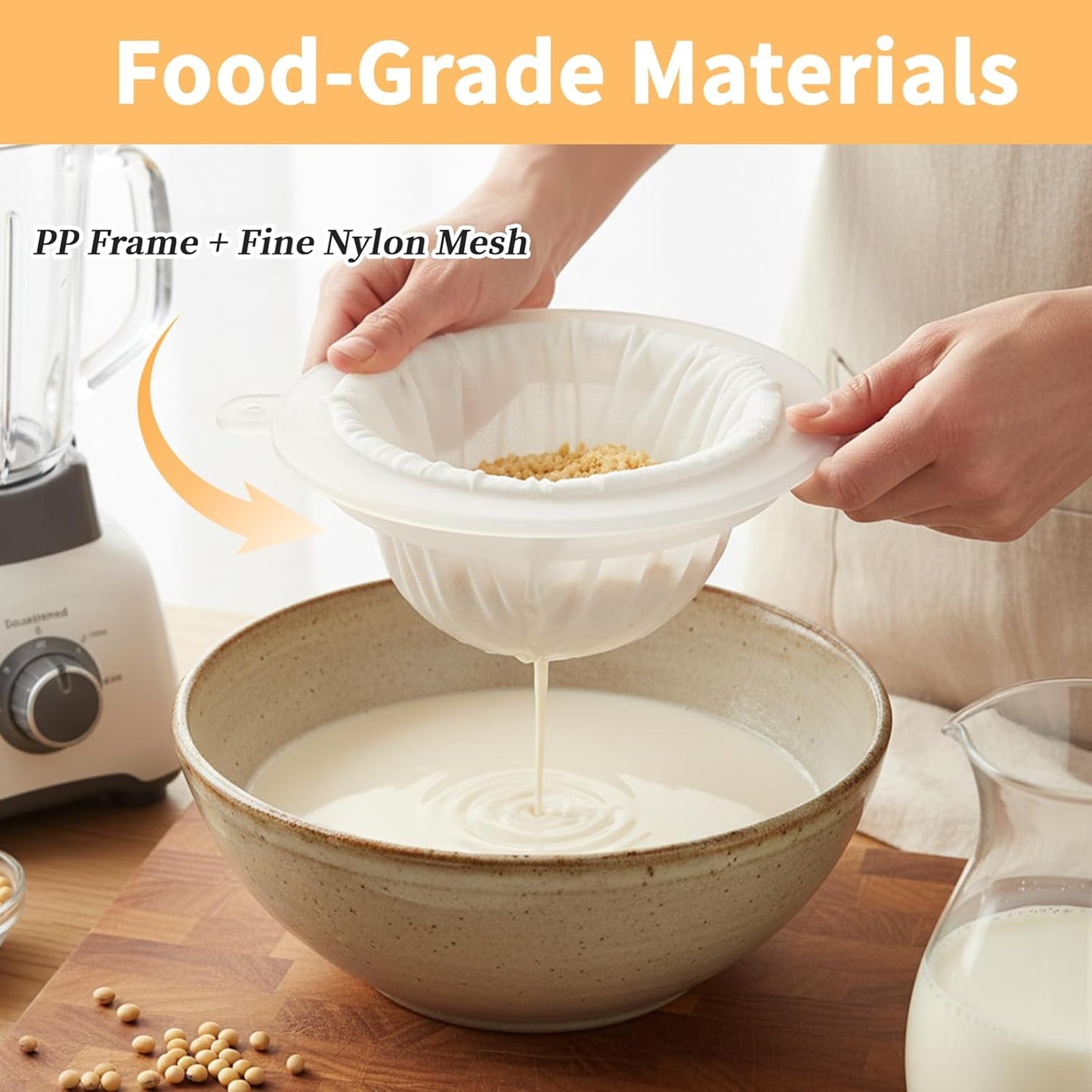 4Pcs 200 Mesh Strainer Filter, Strainers Fine Mesh Sieve, Nylon Food Strainer for Filtering Yogurt Juice Milk Honey Wine Soy Milk Coffee, Compatible with 5 Inch Kitchen Funnels