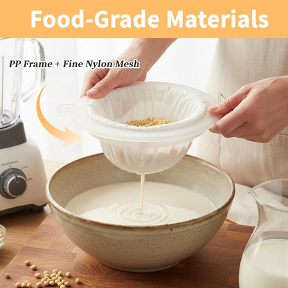4Pcs 200 Mesh Strainer Filter, Strainers Fine Mesh Sieve, Nylon Food Strainer for Filtering Yogurt Juice Milk Honey Wine Soy Milk Coffee, Compatible with 5 Inch Kitchen Funnels