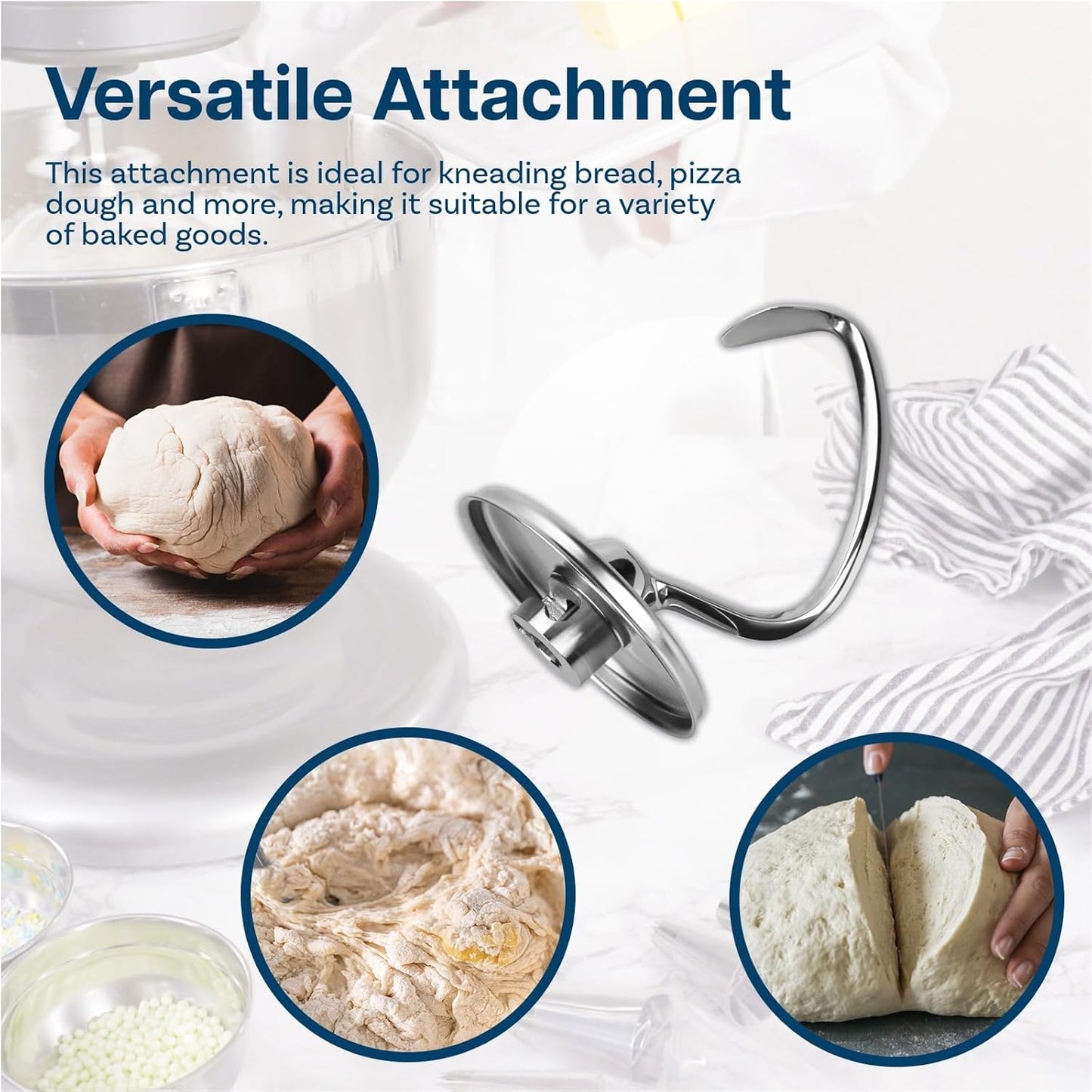 Mixer Attachments for KitchenAid 4.5–5 Quart Tilt-Head Stand Mixers – Compatible with Artisan & Classic – Beaters, Whisks, Dough Hooks & Attachment Sets by MMOBIEL (6-wire Whip, Stainless Steel)