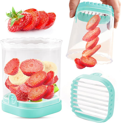 Creative Strawberry & Fruit Slicer - Detachable Cutter with Push Plate (Black)