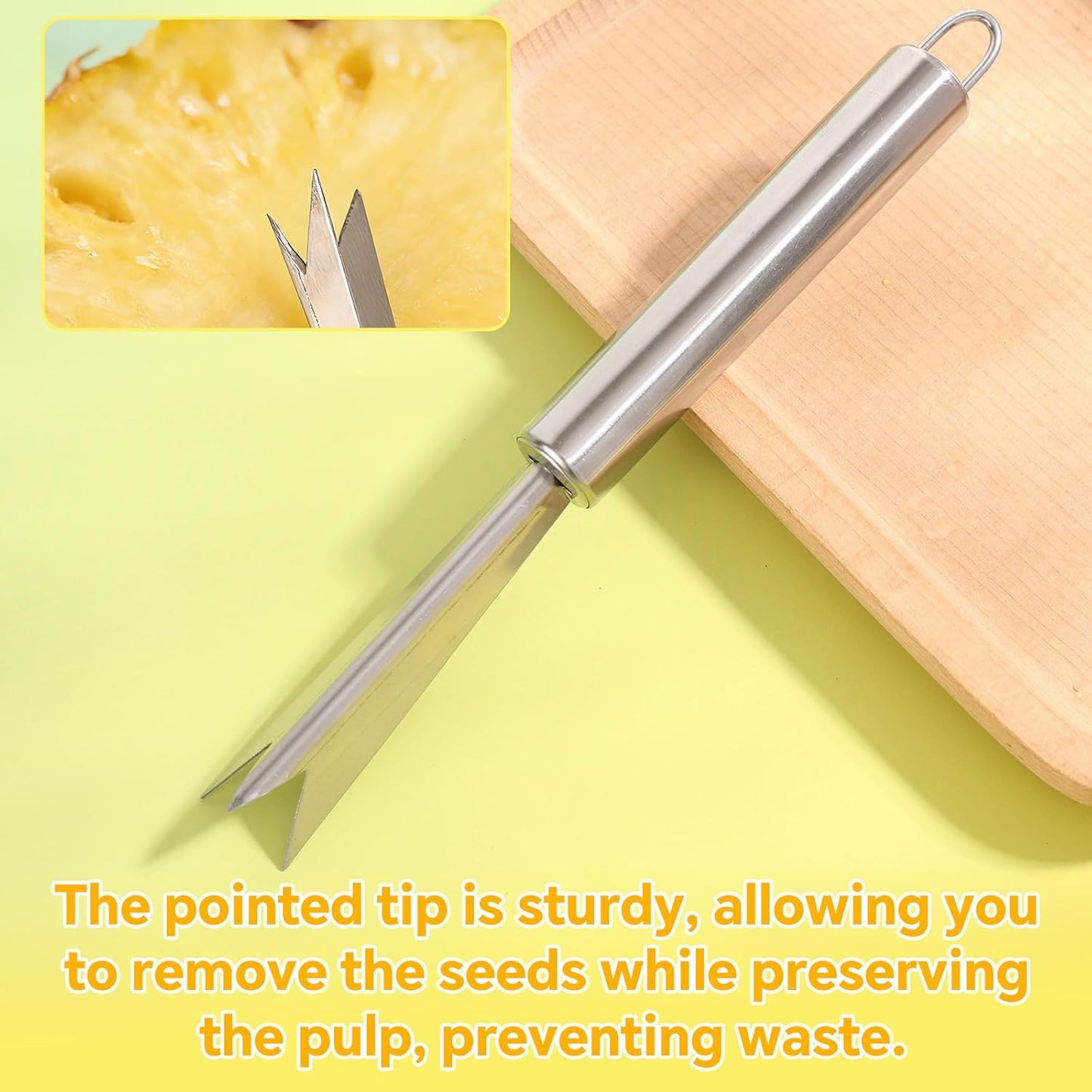 4pcs Pineapple Eye Remover Tools, Stainless Steel Pineapple Corer and Slicer Peeler and V-Shape Core Cutter Fruit Knife for Kitchen & Home Use Tool (2 Peeler & 2 V-Shape Cutter)