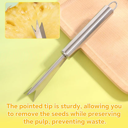 4pcs Pineapple Eye Remover Tools, Stainless Steel Pineapple Corer and Slicer Peeler and V-Shape Core Cutter Fruit Knife for Kitchen & Home Use Tool (2 Peeler & 2 V-Shape Cutter)