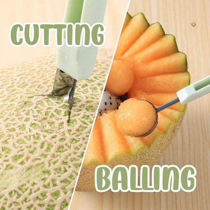 1 PCS Melon Baller Scoop Set, 6 in 1 Fruit Cutter, Seed Remover, Watermelon Scooper, Fruit Carving Tool, Dig Pulp Separator, Stainless Steel Gadget for Camping and Kitchen