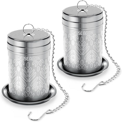 House Again Tea Infusers, Extra Fine Mesh Tea Strainers for Loose Tea, Updated Slim Threaded Lid & 304 Stainless Steel, Loose Leaf Tea Steeper for Brew Tea Spices & Seasonings
