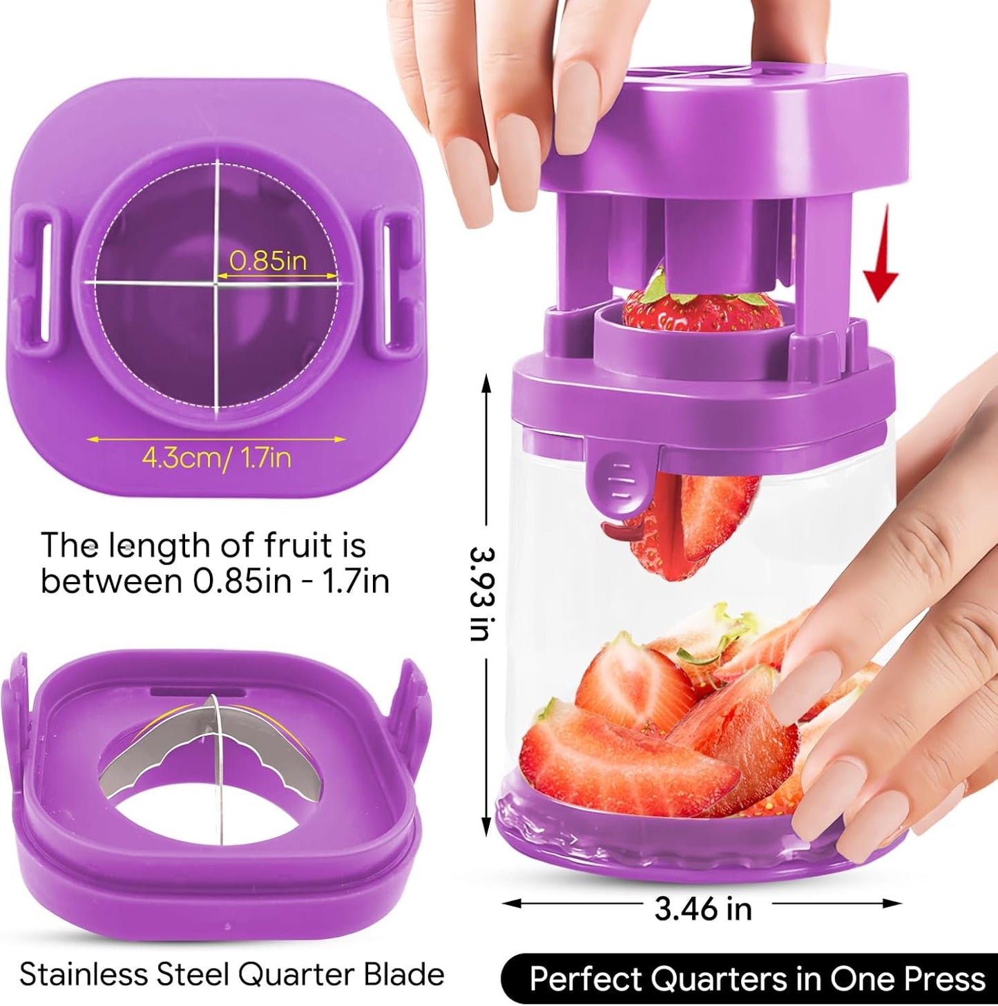 Small Fruit Cutter, Creative Strawberry & Grape Slicer, Quickly Making Fruit Vegetable Salad (Black)