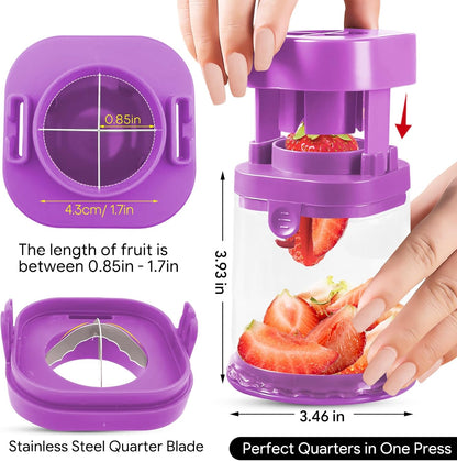 Small Fruit Cutter, Creative Strawberry & Grape Slicer, Quickly Making Fruit Vegetable Salad (Black)