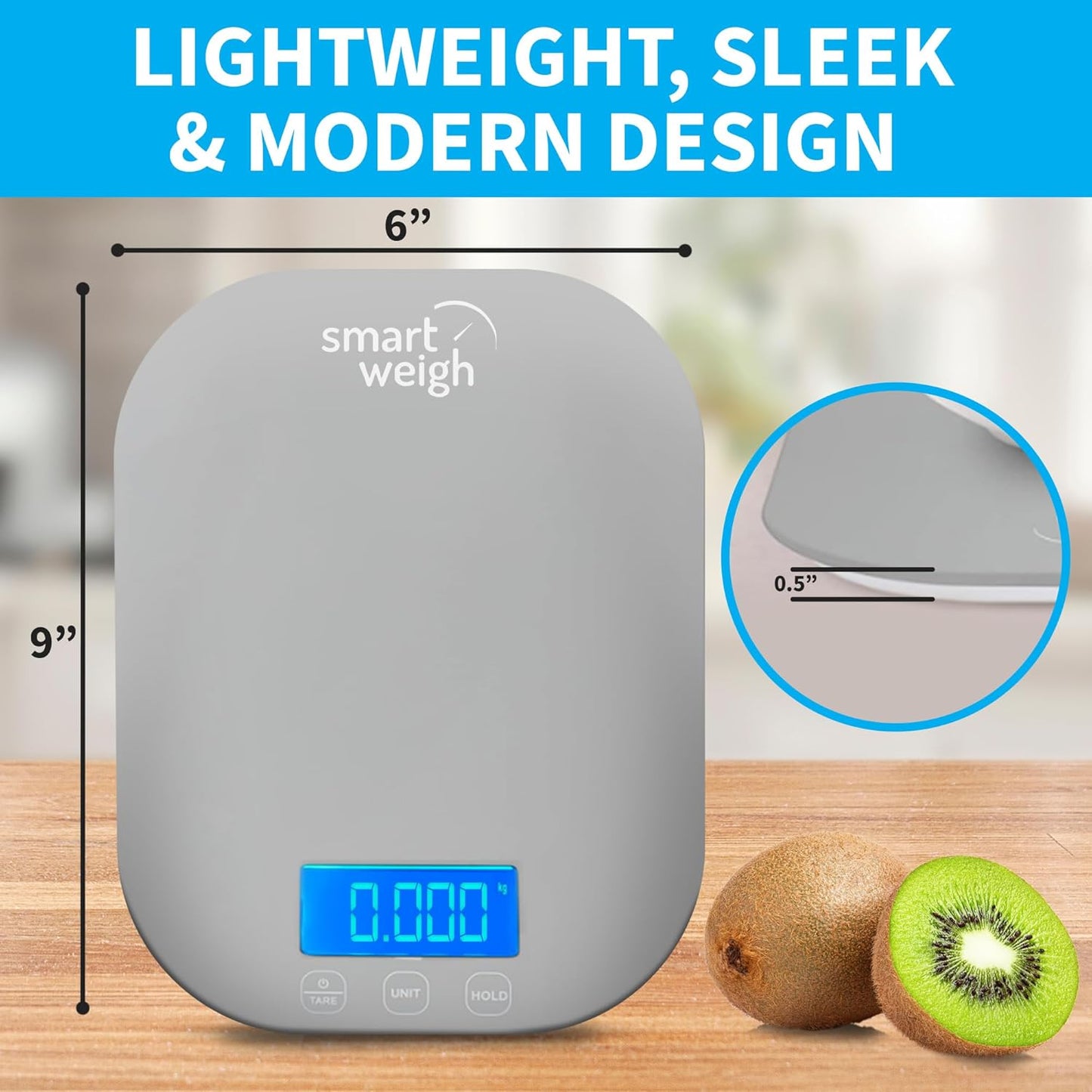 Smart Weigh Mint Green Digital Kitchen Scale for Cooking, Weight Loss, Calorie Tracking, Baking, Food Portion Control, and Meal Prep - Accurate Measurements in Grams and Ounces