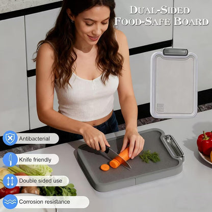 Titanium Cutting Board, 2-in-1 Titanium Alloy And Wheat Straw PP Chopping Board with Avocado Slicer, Food Grade Cutting Board with Handle for Kitchen, RV, Camping(16x11 Inches, Random Color)