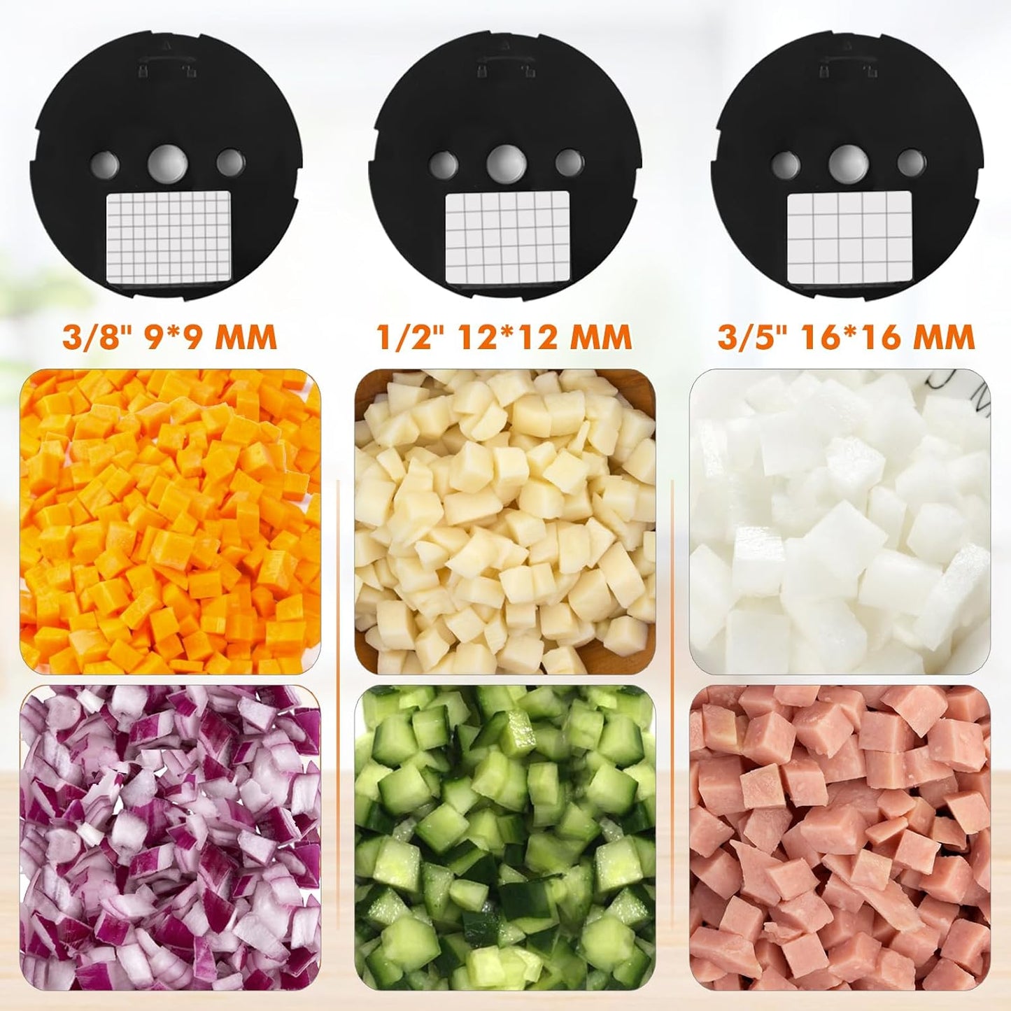 Anatole Electric Vegetable Dicer Commercial Food Processor Heavy Duty Veggie Fruits Chopper with 3 Stainless Steel Blades for Carrot Potato Onion 100W 110V