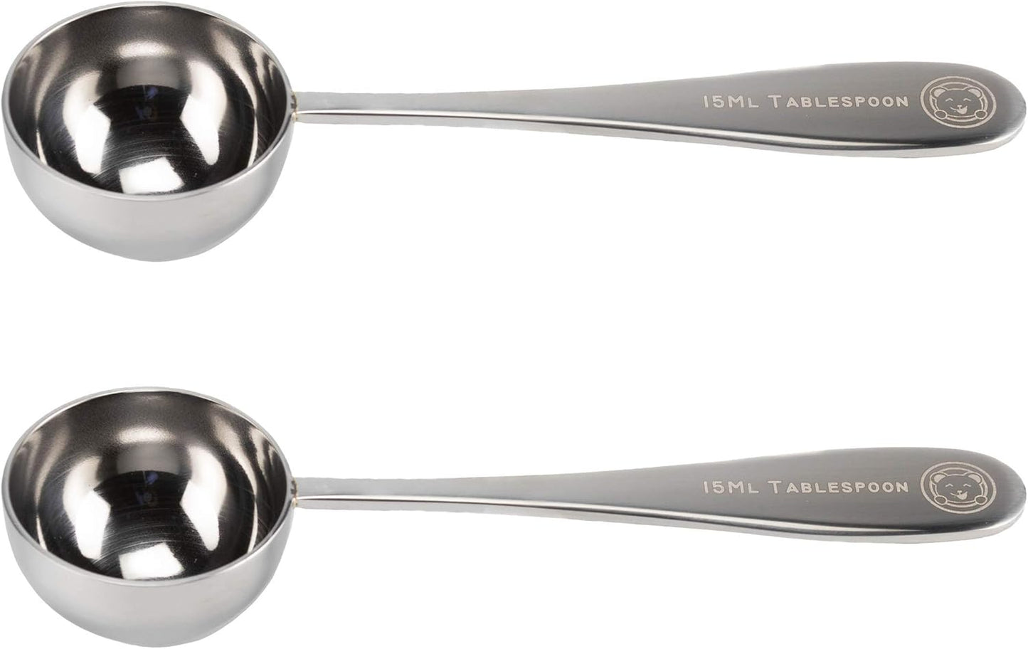 Honey Bear Kitchen 5 ml Teaspoon Measuring Scoop Spoons, Polished Stainless Steel, Set of 2