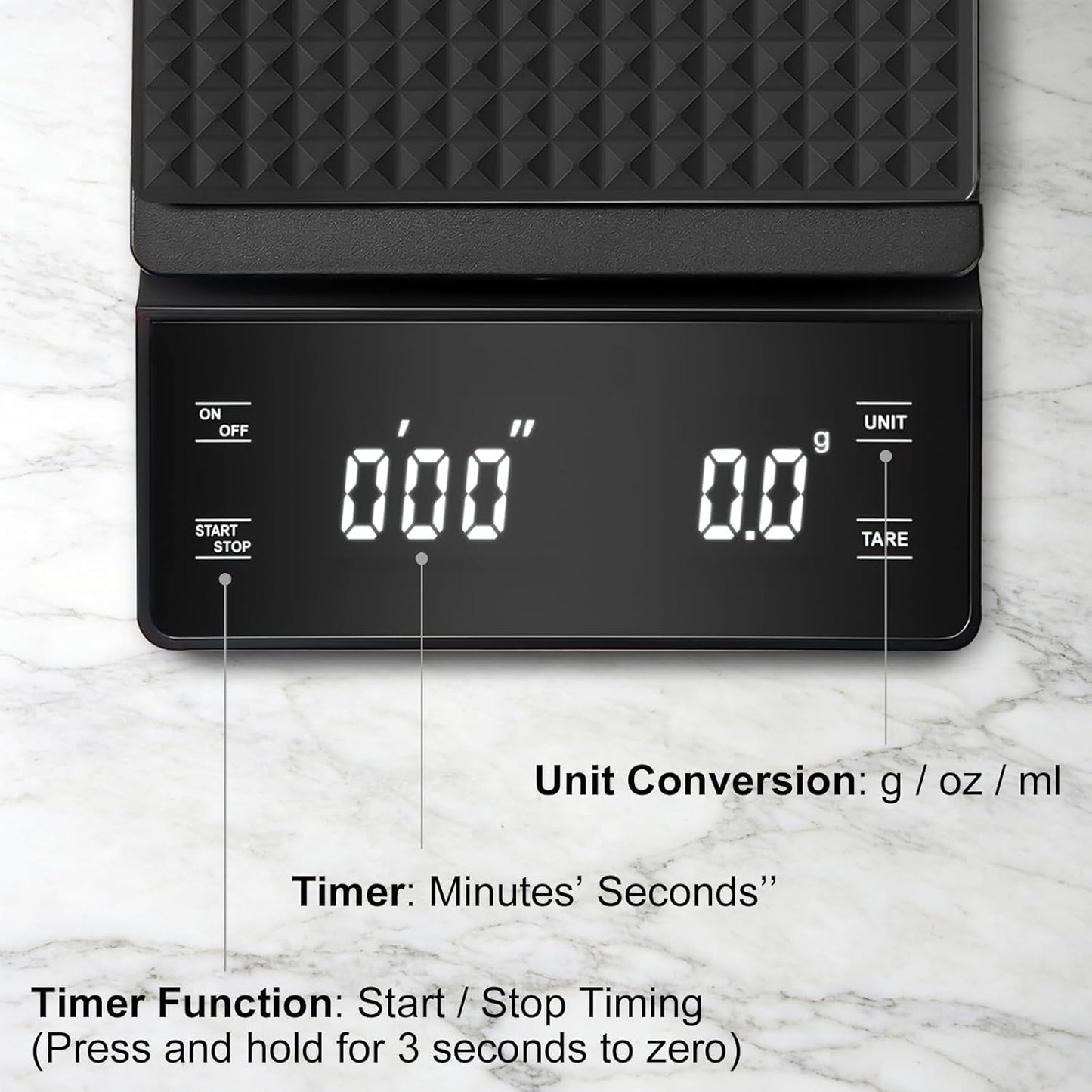 Coffee Scale with Timer, 3kg/0.1g High Precision Espresso Scale, Digital Kitchen Scale for Espresso and Pour-Over Coffee (Batteries Included)