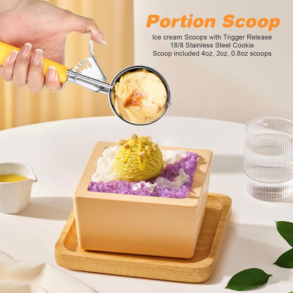 Ice Cream Scoop with Trigger, Cookie Scoops Set of 3 Portion Scoop 18/8 Stainless Steel Cupcake Measuring Scoop for Cookie Dough Cupcake Batter Ice Cream (4 oz + 2 oz + 0.8 oz)