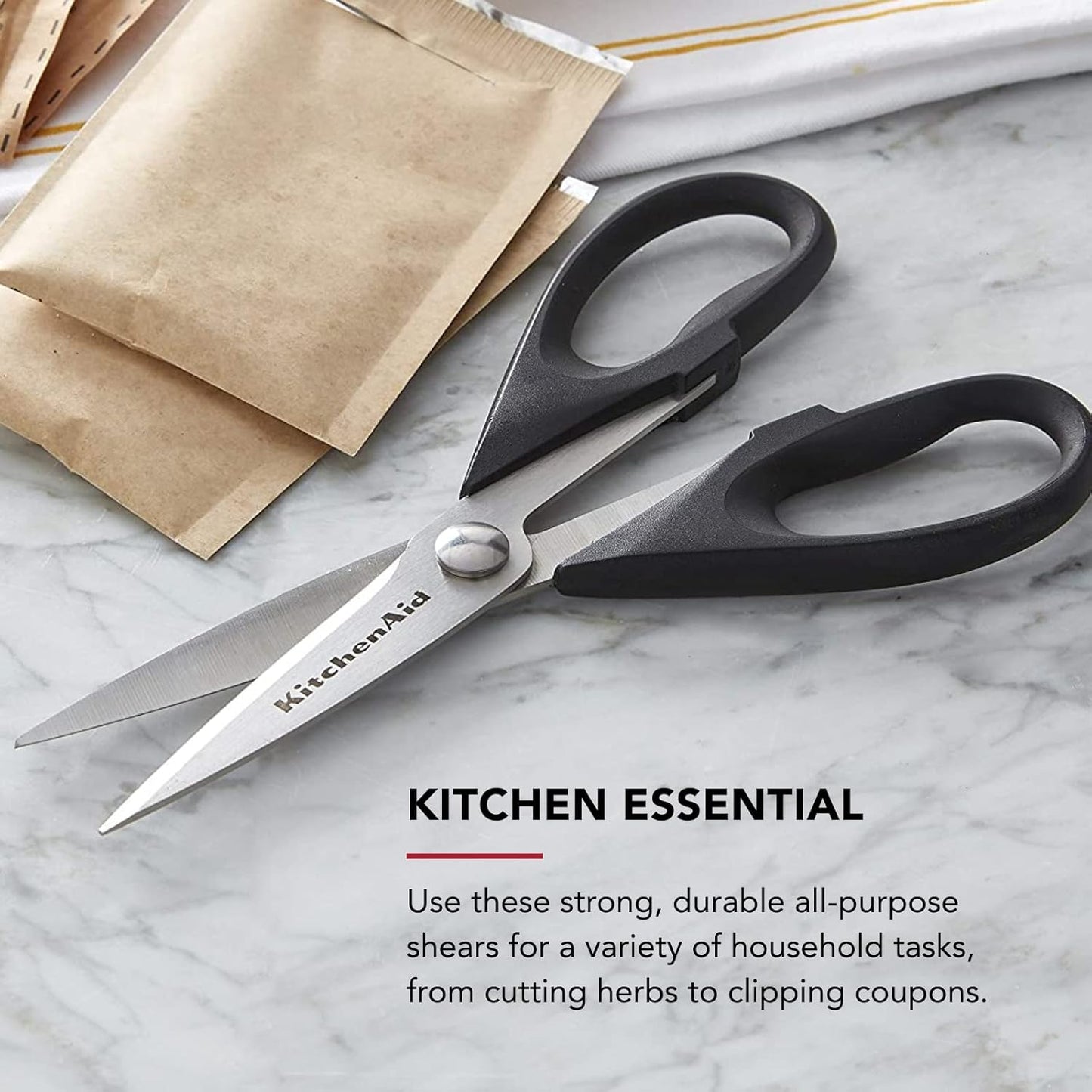 KitchenAid Multipurpose Shear Set, Versatile Scissors with Nutcracker, Bottle Opener, Ergonomic Handles with Protective Blade Covers, 2 Piece