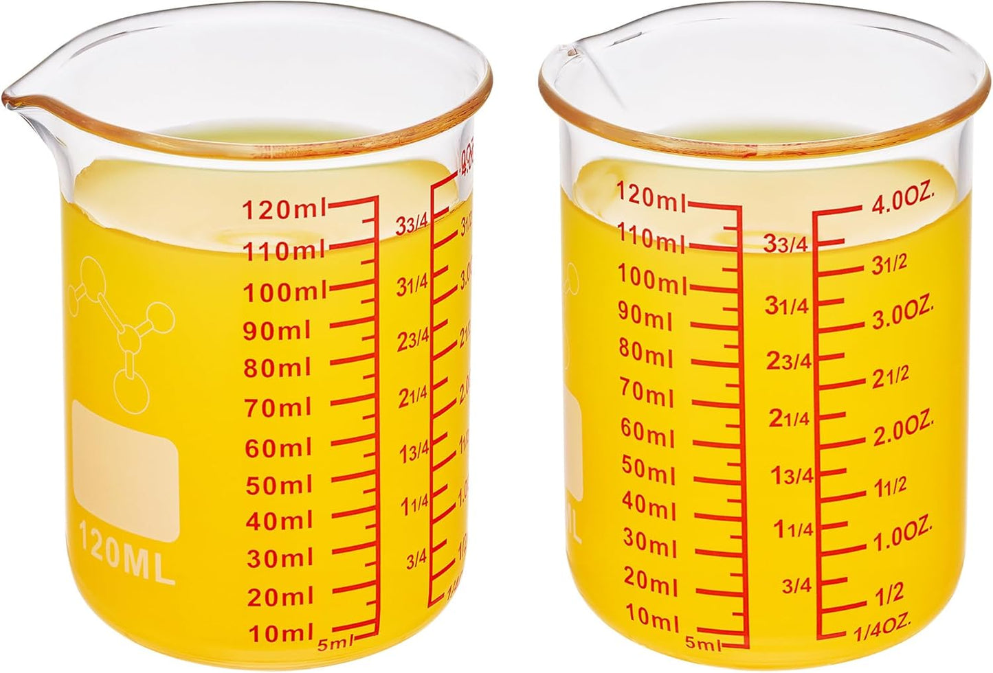 Ackers Mini Glass Measuring Beaker Set, Borosilicate, 2oz 4oz 8oz Measuring Cups