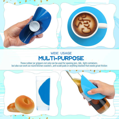 Chuangdi 8 Pcs Jar Opener Rubber Jar Gripper Pads 5'' Round Coasters Heat Insulation Pad Trivet Non Tear Multi-Purpose Bottle Lid Openers for Arthritic Weak Hands Kitchen Supplies(Bright Color)