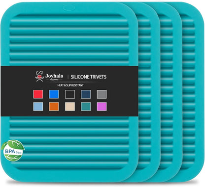 Joyhalo 4 Pack Silicone Trivets for Hot Pots and Pans,480℉ Heat Resistant Trivets for Hot Dishes,Hot Pads for Countertop,Kitchen Potholders,Black