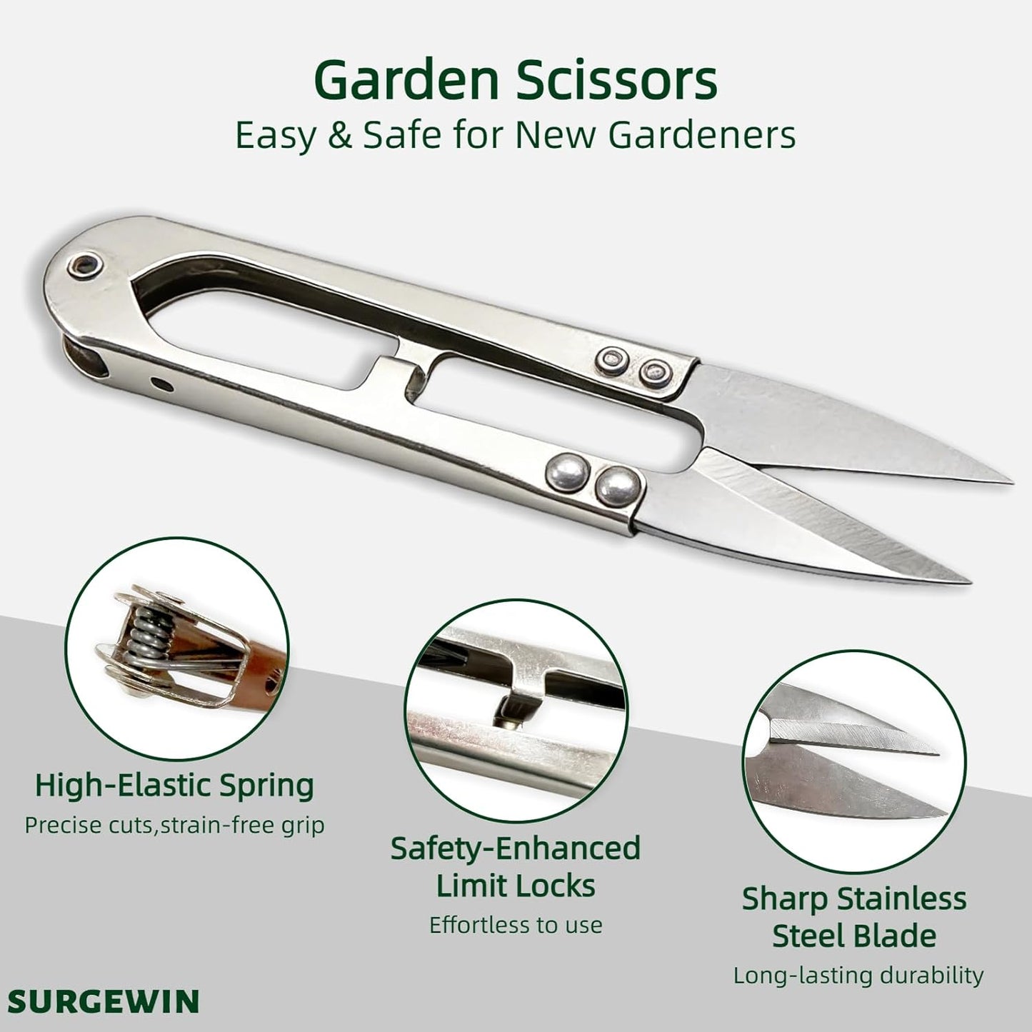 2 Pack 4.1Inch Pruning Scissors, Bud And Leaves Trimmer Yarn Thread Cutter Snips Trimming Supplies, Garden Plants, Gardening Clippers Flower, Stainless Steel Pruners Trimmers