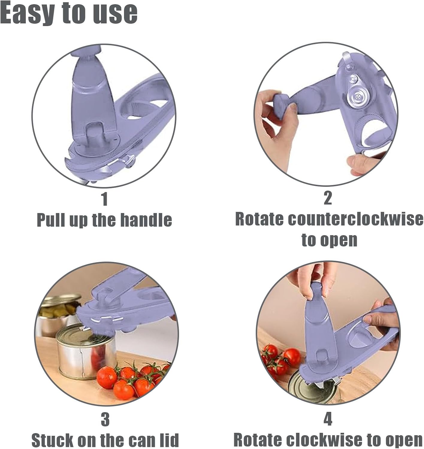 Can Opener 8-in-1 .Multi-functional manual Bottle Opener; hand-cranked Can Opener.Heavy Duty Can Opener Good Grips Anti-slip Hand Grip Stainless Steel and Easy to Use(Blue）
