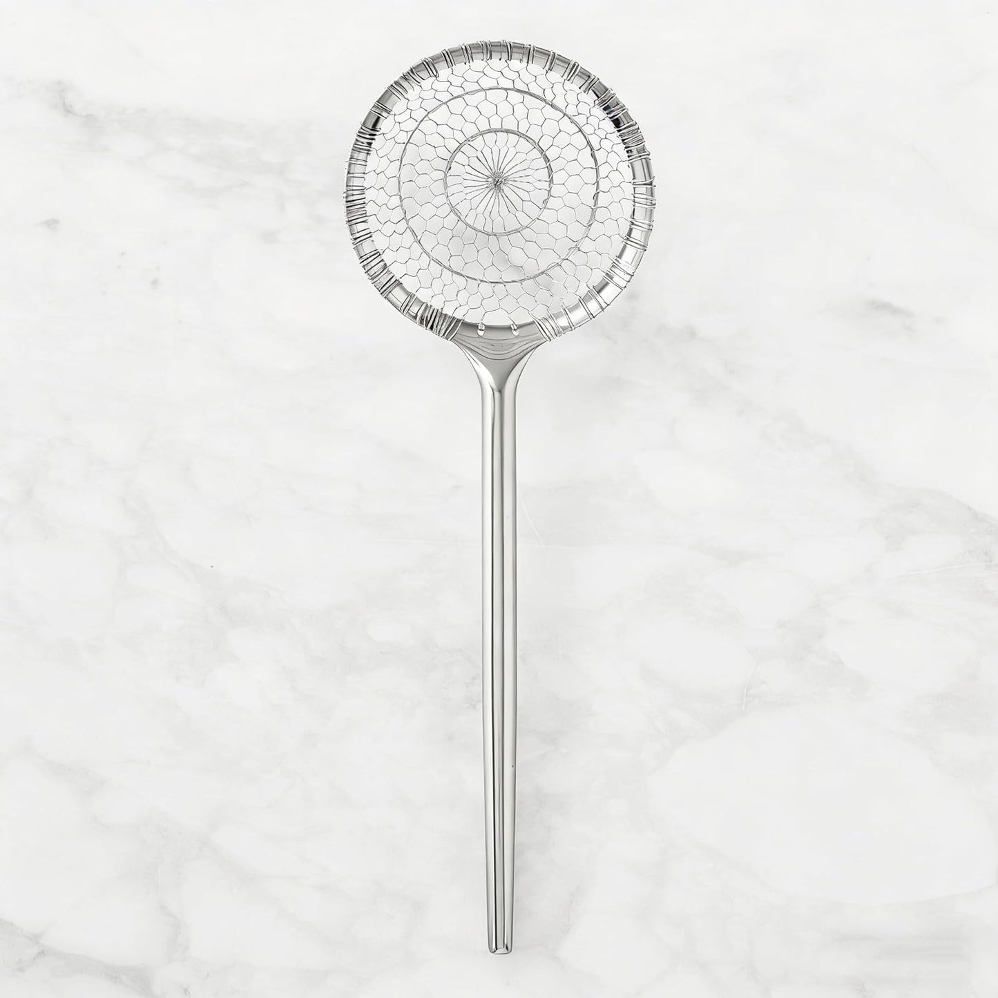 Solid 18/10 Stainless Steel Spider Strainer, 5 Inch Wire Mesh Wok Skimmer Spoon for Cooking and Stir-Frying