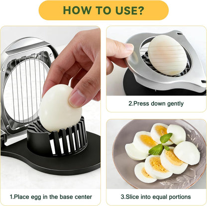 3 in 1 Egg Slicer, Egg Cutter Egg dicer for Boiled Eggs -Stainless Steel Wire with 3 Slicing Styles