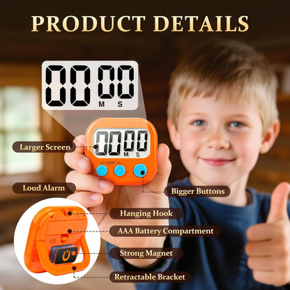 6 Pack Digital Kitchen Timer Small Classroom Timers for Kids Teachers (Blue&White)