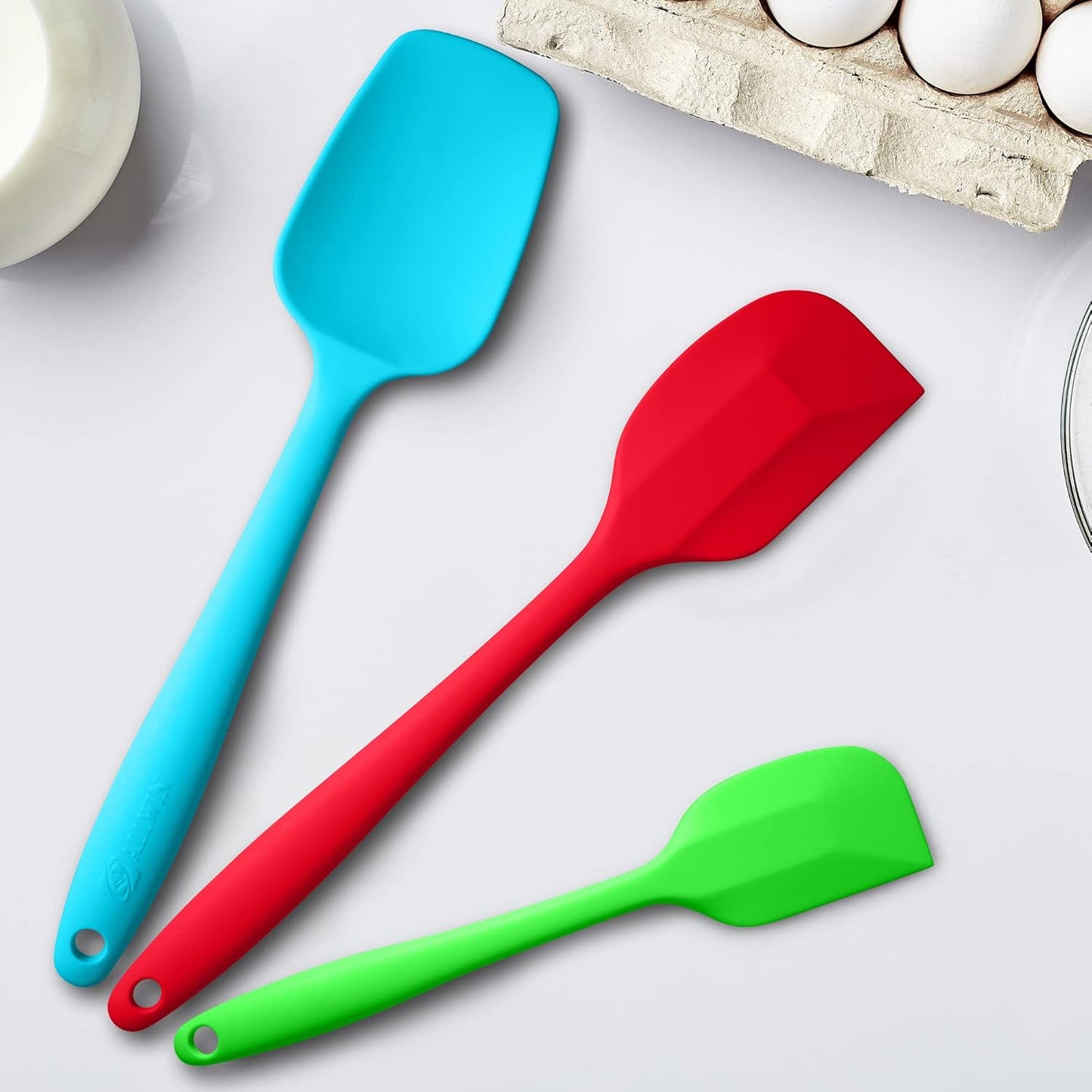 Silicone Spatulas Set Turners Tongs Cooking Utensils Set High Heat Resistant Kitchen Scraper Spatulas for Cooking Mixing Baking BPA Free Dishwasher Safe, Black