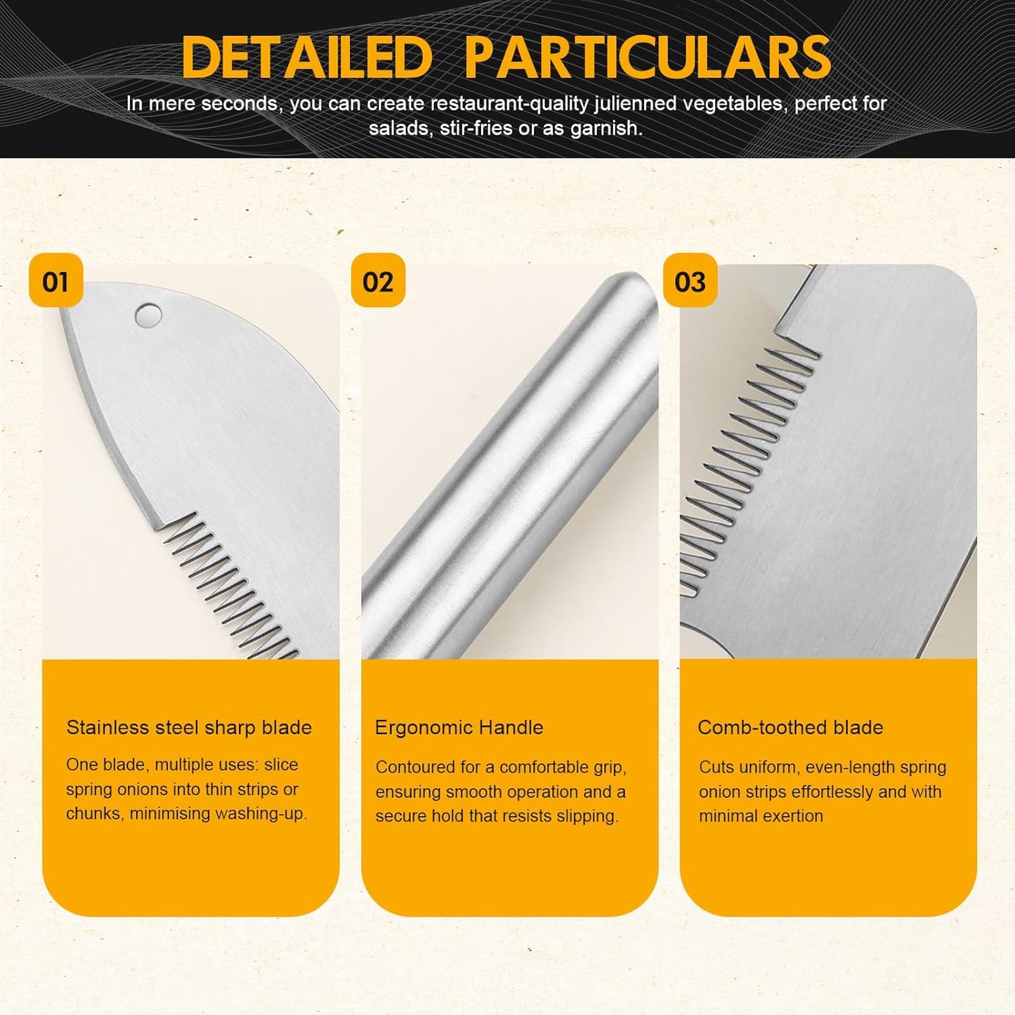 3pcs New Stainless Steel Multi-purpose Julienne Peeler, Vegetable Julienne Slicer Handheld, Quick & Easy Kitchen Shredder Tool, Comfortable Handle & Hanging Hole for Carrot, Cucumber