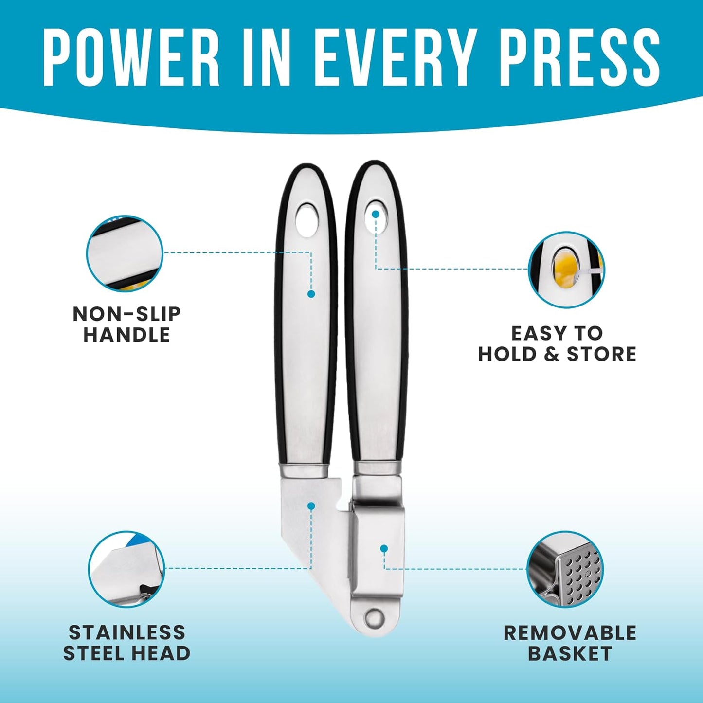 Creative Kitchen Garlic Press, Manual Kitchen Tool, 22.5 cm