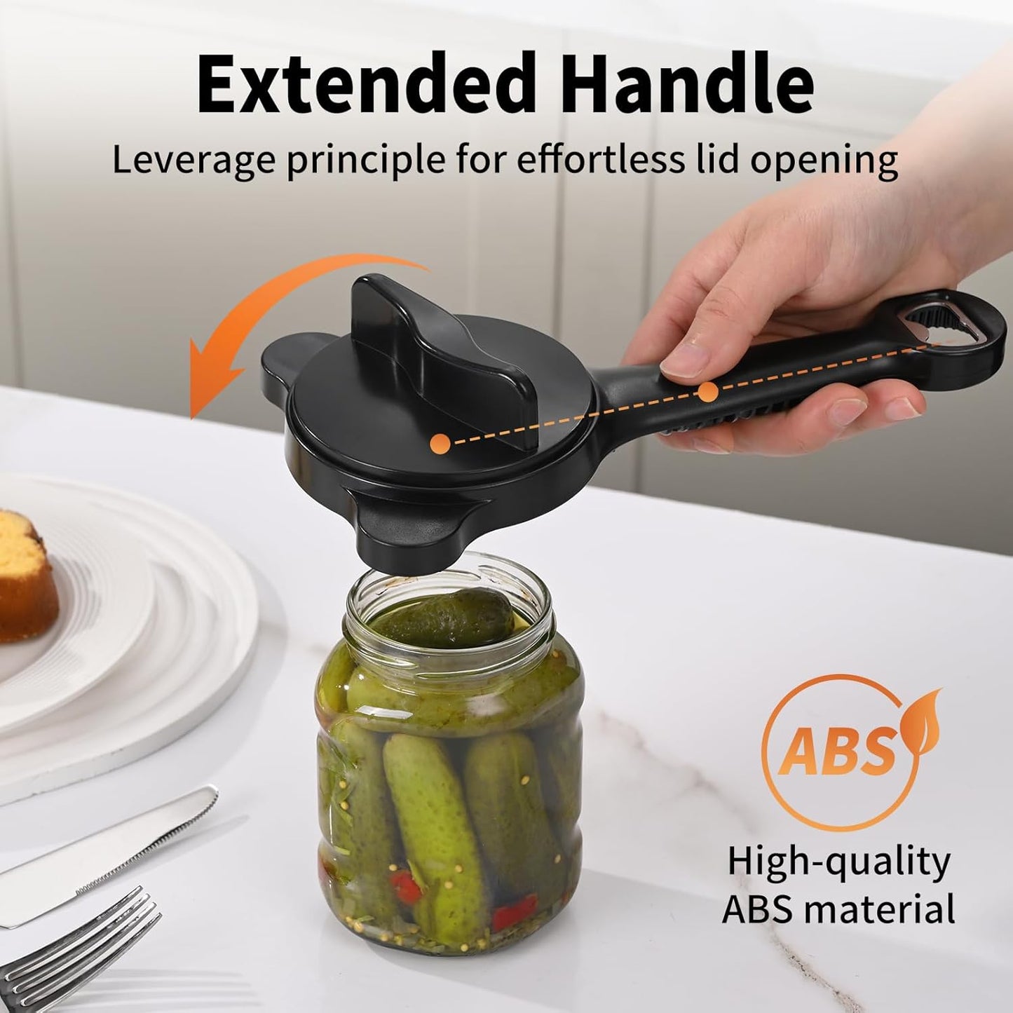 4-in-1 Jar Opener for Seniors with Arthritis – Adjustable Stainless Steel Lid Remover & Can Opener for Weak Hands, Fits All Jar Sizes & Bottle Caps, Makes Opening Easy – Kitchen Must-Have